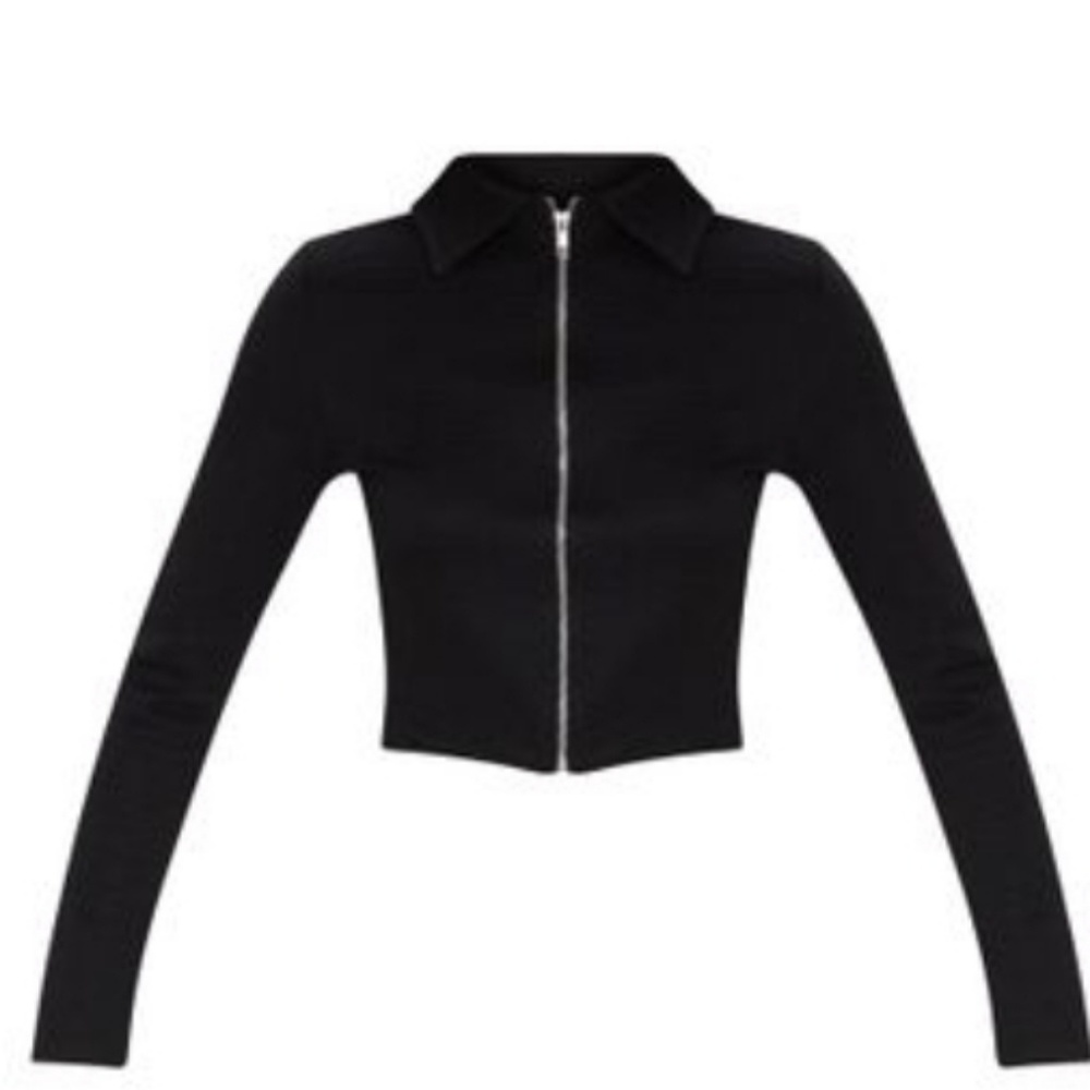 Black rib zip up top